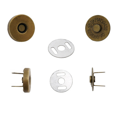 Кнопка магнитная металл ⌀14.0 мм, латунь, 20 шт