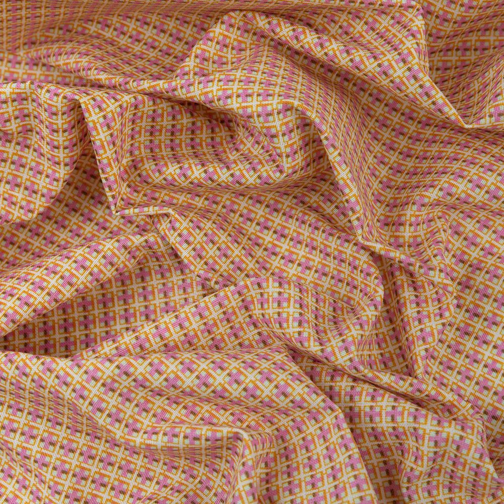 Ткань для пэчворка PEPPY БАБУШКИН СУНДУЧОК ФАСОВКА 100х112 см, 140±5 100% хлопок, БС-15 клетка яр.желтый/бирюзовый, Peppy БАБУШКИН СУНДУЧОК