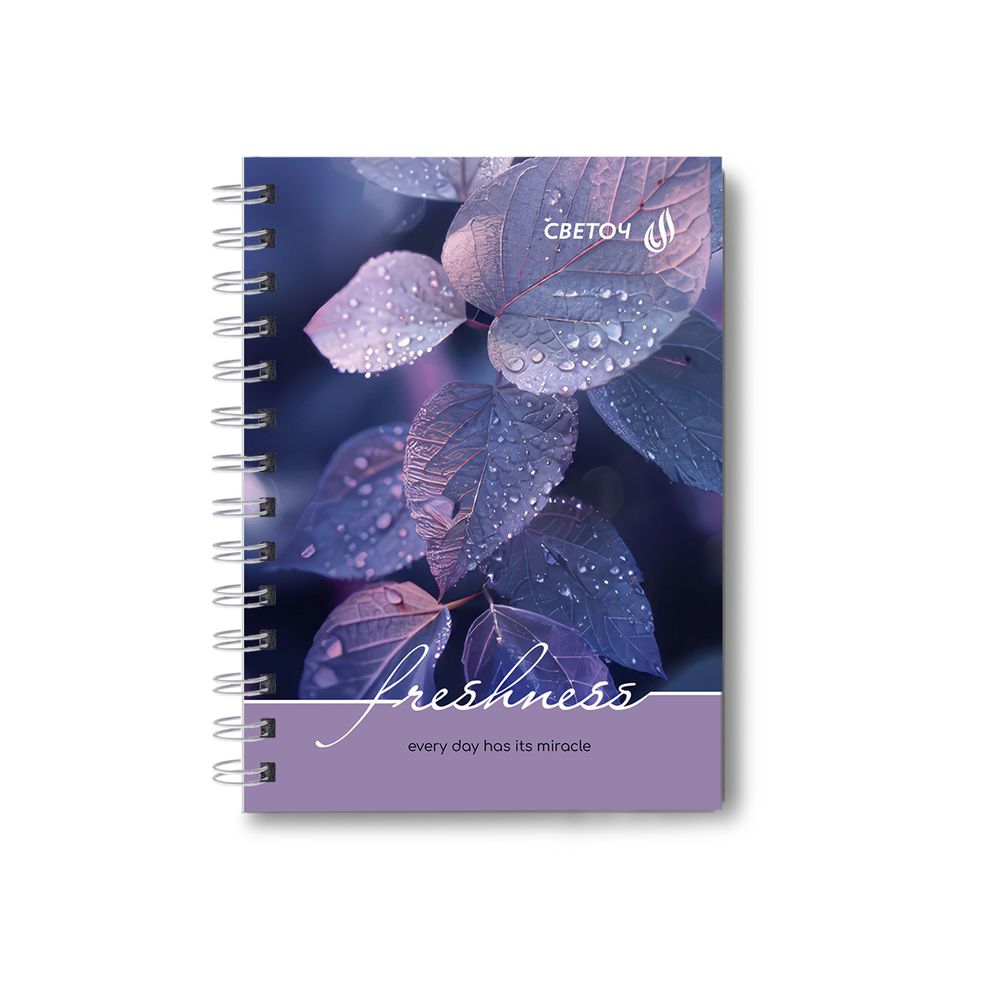Записная книжка с твердым переплетом, глянцевая ламинация, на гребне A6 80 л. 4 шт клетка, После дождя 01583, ЗК221 Светоч