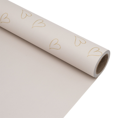 Пленка упаковочная для цветов и подарков Большие сердечки, 65 мкр, 58см / 10м ± 5% (VH2554 светло-серый с сердечками)