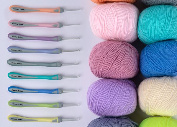 Крючок для вязания с прорезиненной ручкой ⌀6.0 мм, 14.5 см, алюминий c покрытием, Gamma RHT