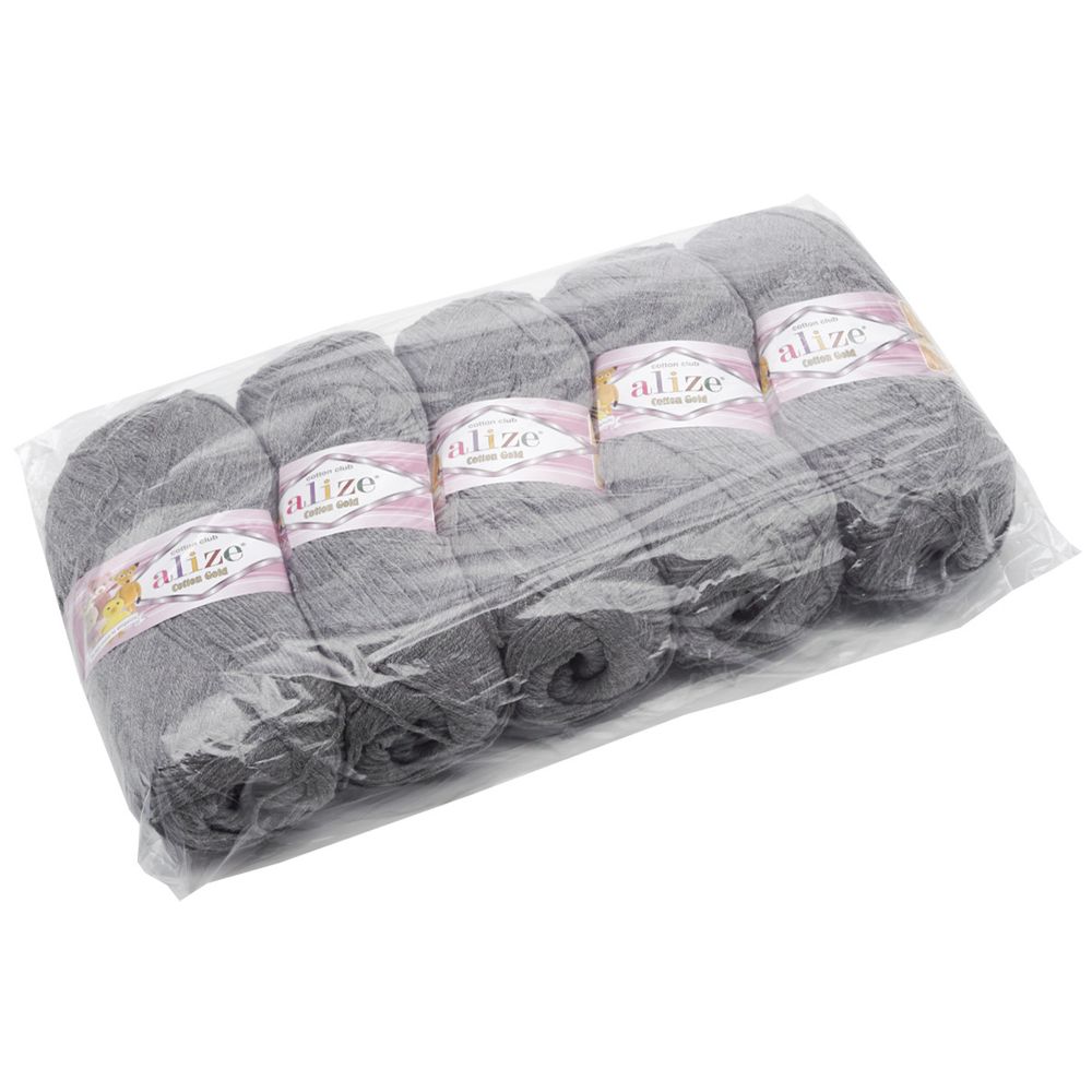 Пряжа Alize (Ализе) Cotton Gold / уп.5 мот. по 100 г, 330м, 828 серый