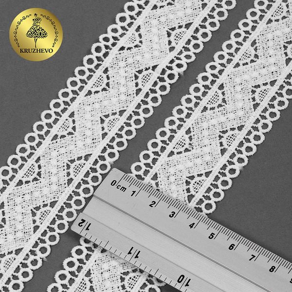 Кружево гипюр (плетёное) 40 мм, матовая нить TBY.0870, цв.белый уп.13.71м, Kruzhevo