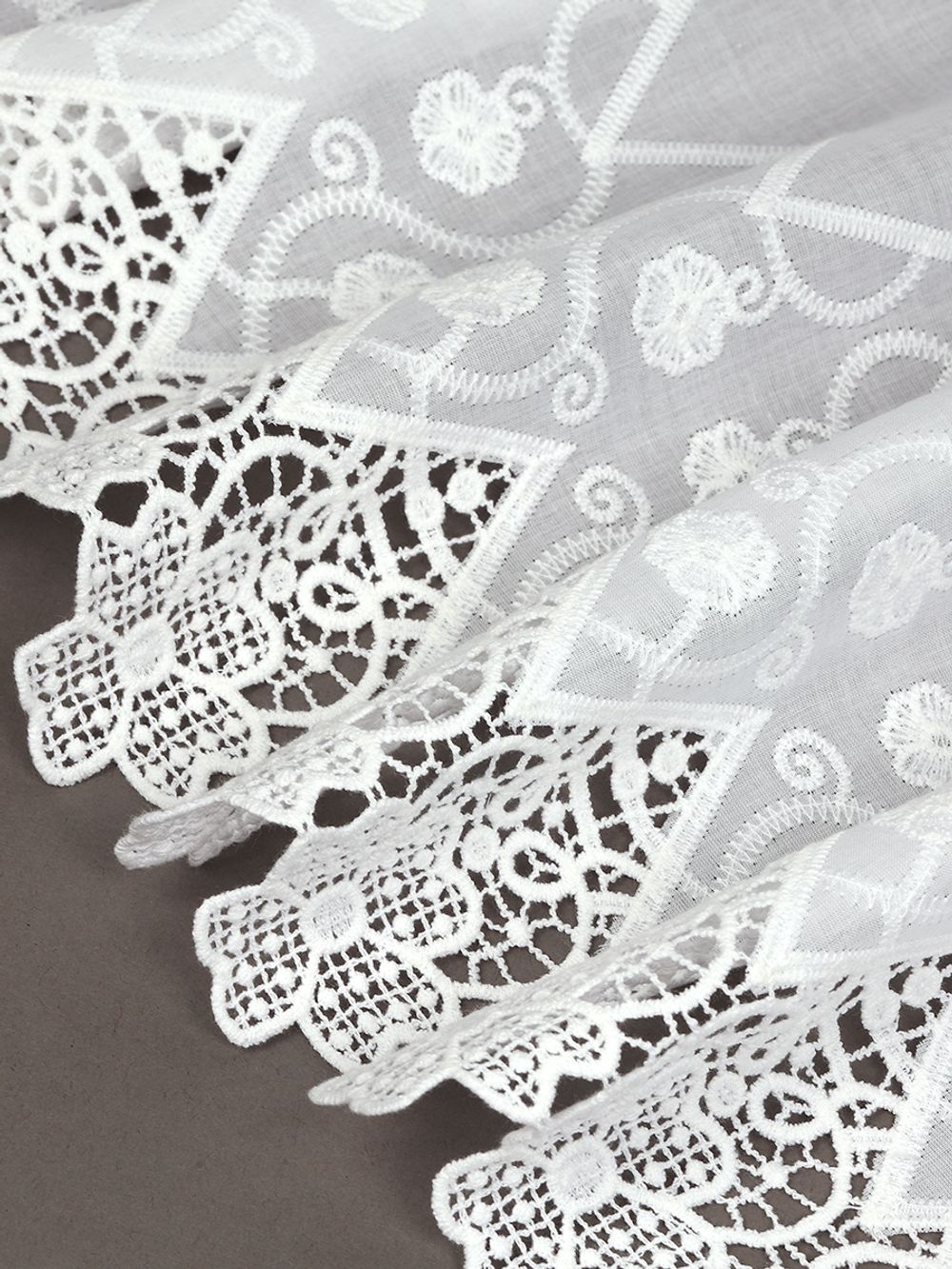 Кружево шитьё 220 мм / 2.7 метра, хлопок, TBY.0027, 01 белый