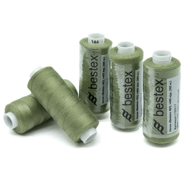 Нитки швейные бытовые Bestex 40/2, 365 м (400 ярд) / 10 кат., 144 серо-зеленый