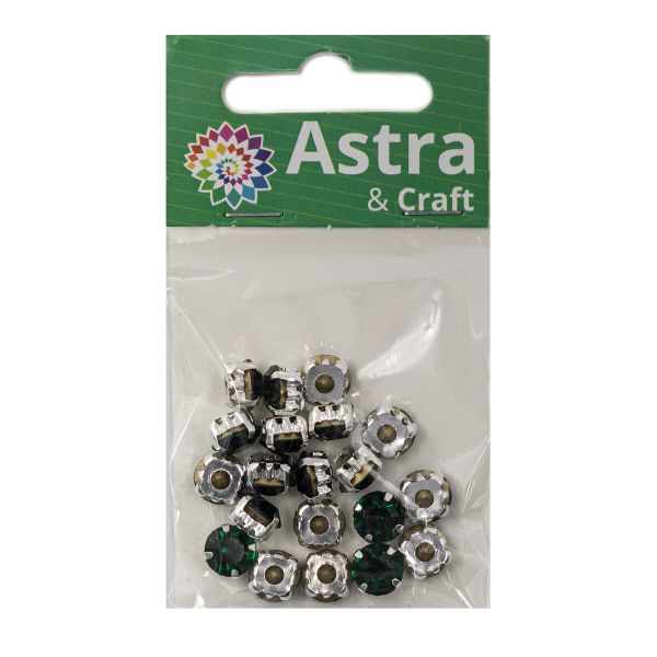 Хрустальные стразы в цапах/серебро, 8мм, 20 шт/упак, Astra&Craft (36 изумрудный), 4AR167/168