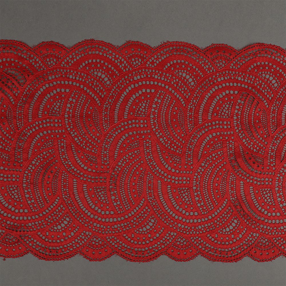 Кружево бельевое эластичное 210 мм / 10 м, цв.SD163 красный, Kruzhevo