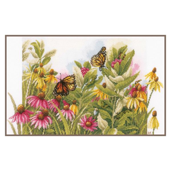 Набор для вышивания нитками Lanarte, Бабочки и подсолнухи 44х28см