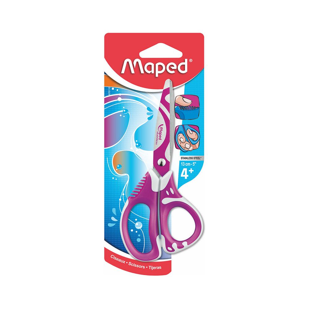 Ножницы универсальные асимметричные 13 см / 6.5 см, 670110 ZENOA FIT с декоративным покрытием, обрезиненные ручки с системой антишок, Maped