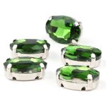 Хрустальные стразы в цапах овальной формы, зеленый 10х14 мм, 5 шт., ОЦ008НН1014