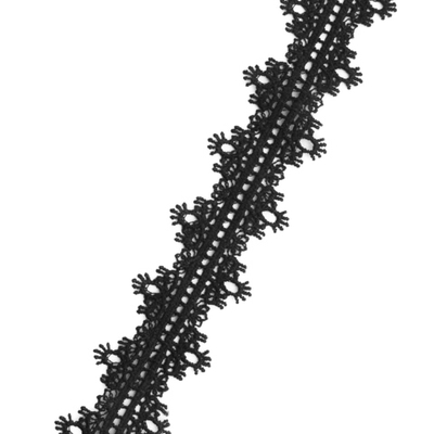 Кружево гипюр (плетёное) 30 мм / 3 метра, матовое, C580 черный