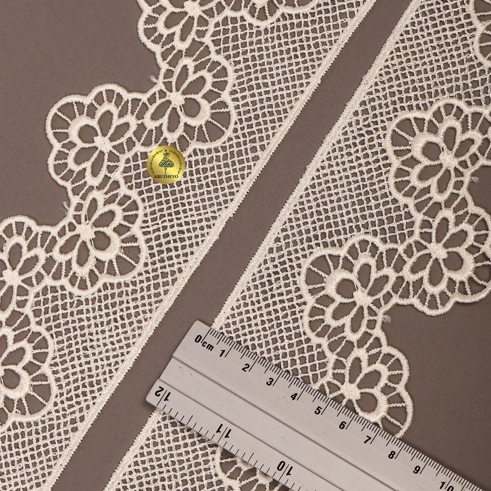 Кружево гипюр (плетёное) 80 мм, 0741 цв.молочный уп.13.71м, Kruzhevo