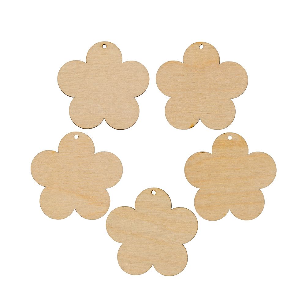 Заготовка из фанеры Набор подвесок 5х4.8х0.3 см, 5 шт, Цветочки, Mr.Carving, БА-52