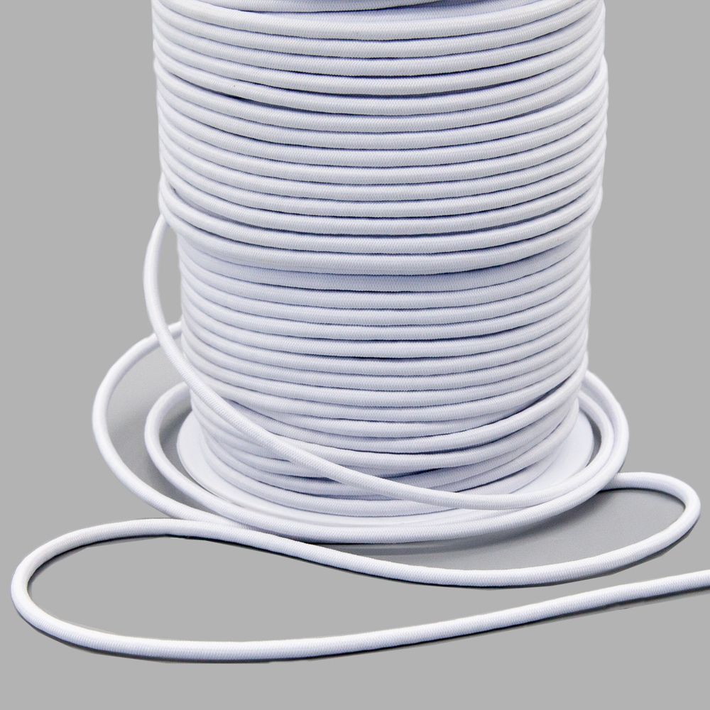 Резинка шляпная (шнур эластичный) ⌀4.0 мм / 100 метров, 01 белый