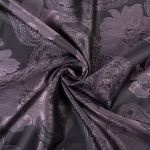 Ткань подкладочная (таффета) с рисунком 96 г/м², 100х145 см, 121 т.фиолетово-розовый (огурцы, цветы), Gamma JTR