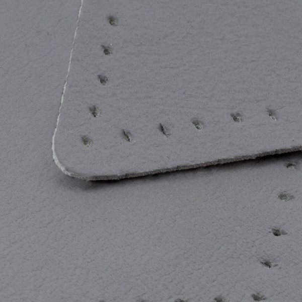 Заплатки пришивные из кожи, ромб 6х8,4см с перфорацией, 2 шт, 100% кожа, 07 серый, 9115