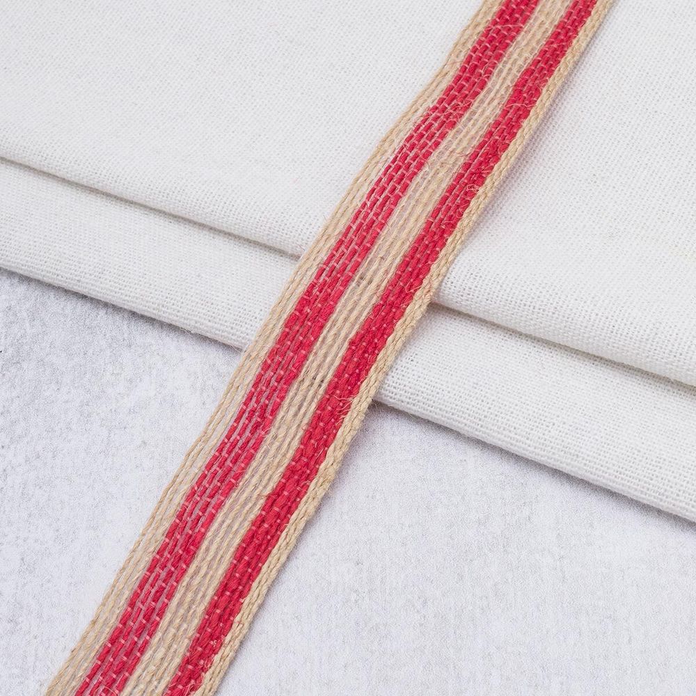 Тесьма отделочная джутовая 30 мм / 20 метров, 1-Н08 красный, 23504