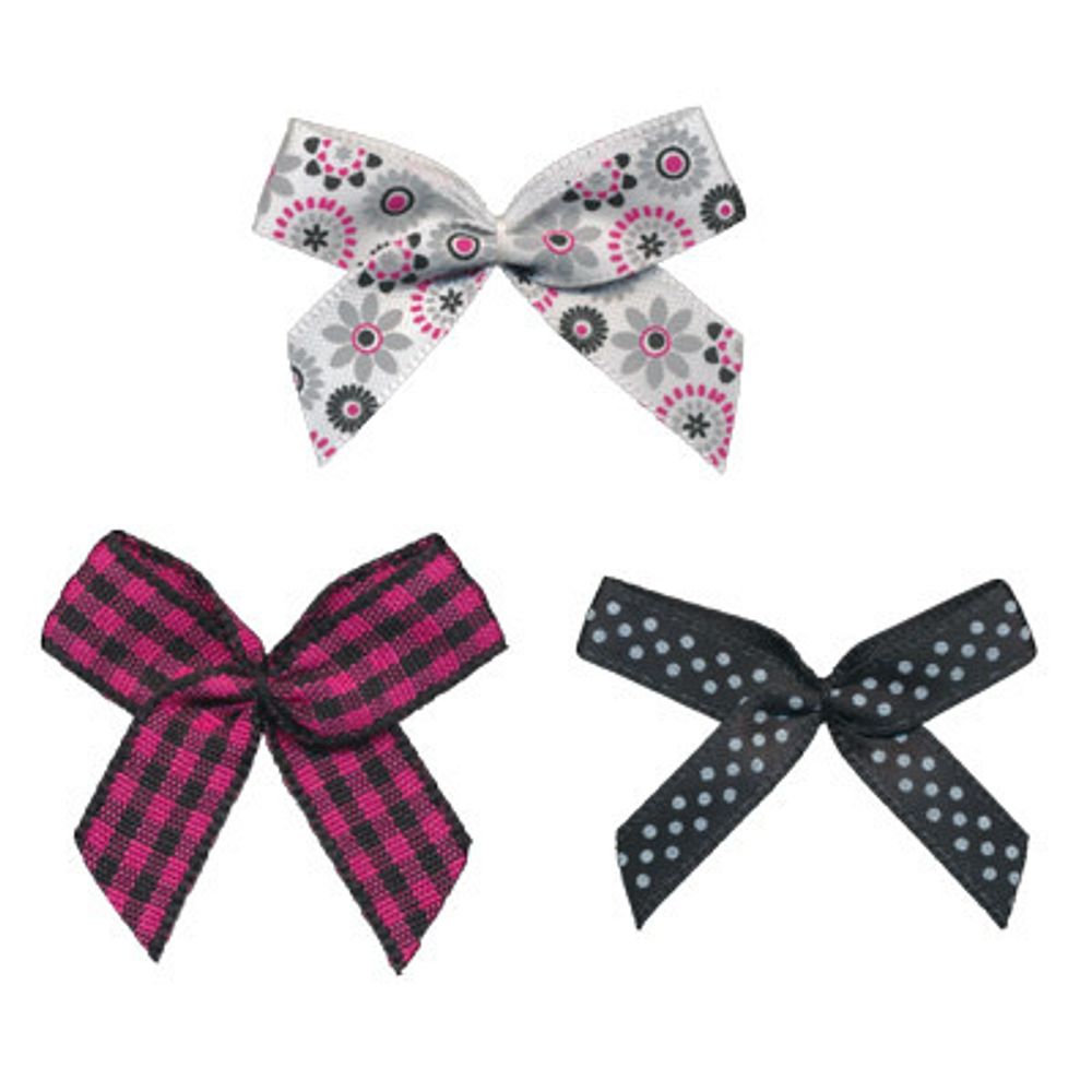 Набор текстильных бантиков, 100 шт, 104 черно-розовый, Annet BDR