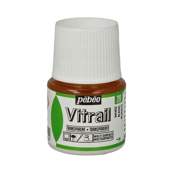 Краска для стекла и металла лаковая прозрачная Vitrail 45 мл, 050-020 белый, Pebeo