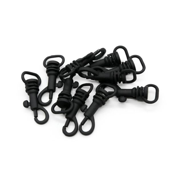 Карабин металл 10.0 мм (33х14 мм), черная резина, 10 шт