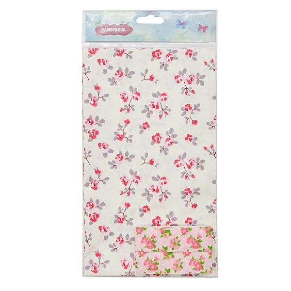 Ткань для рукоделия в наборе х/б с лентой (25728/25303 молочный) 29432