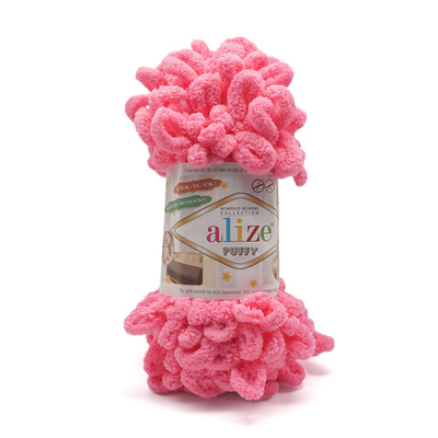 Пряжа Alize (Ализе) Puffy / уп.5 мот. по 100 г, 9м, 377 ярко-розовый A