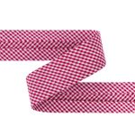 Косая бейка хлопковая 20 мм / 5 шт по 5.4 метра, №135C красный/клетка, Gamma GBF-20