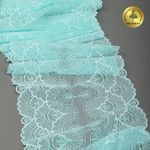 Кружево эластичное (стрейч) 8034 195мм цв.F201 мята, 10 метров, Kruzhevo