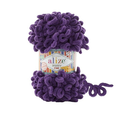 Пряжа Alize (Ализе) Puffy Fine / уп.5 мот. по 100 г, 14м, 44 темно-фиалковый