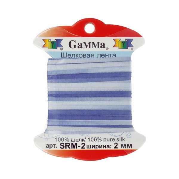 Лента (тесьма) шелковая 2.0 мм / 9.1±0.5 метров, M050 св.голубой/сиреневый, Gamma SRM-2