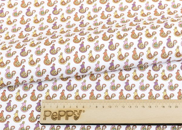 Ткань для пэчворка Peppy Крошки-матрешки, рулон 112 см / 5 метров, КМ-05 белый, Peppy