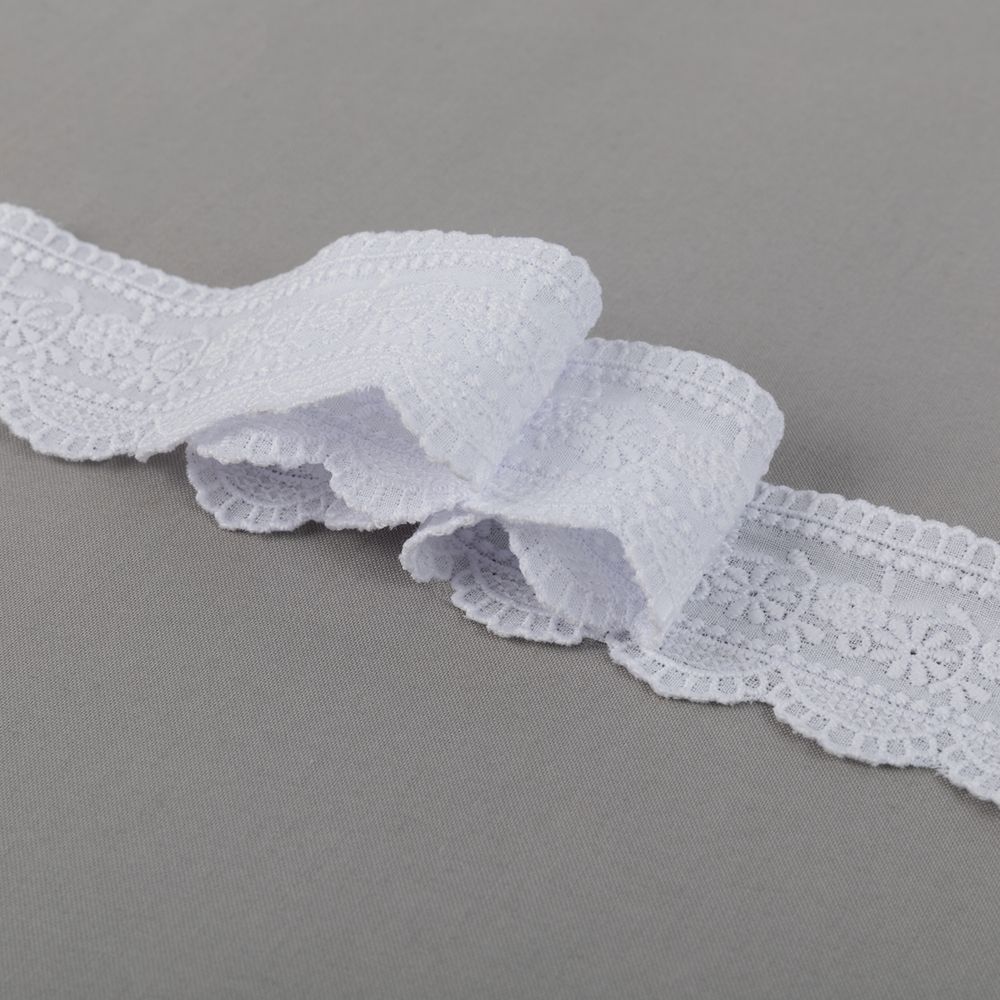 Кружево шитьё 48 мм / 9±0.2 метров, Турция, белый, Gamma GYEM-4800