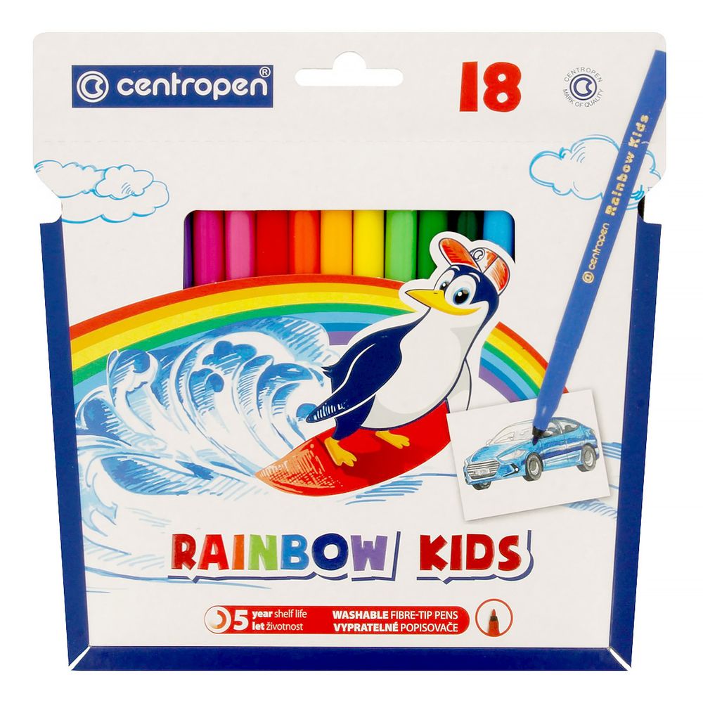 Набор цветных фломастеров RAINBOW KIDS PA 7550/18 18 цв, 7550/18, Centropen 7550/18