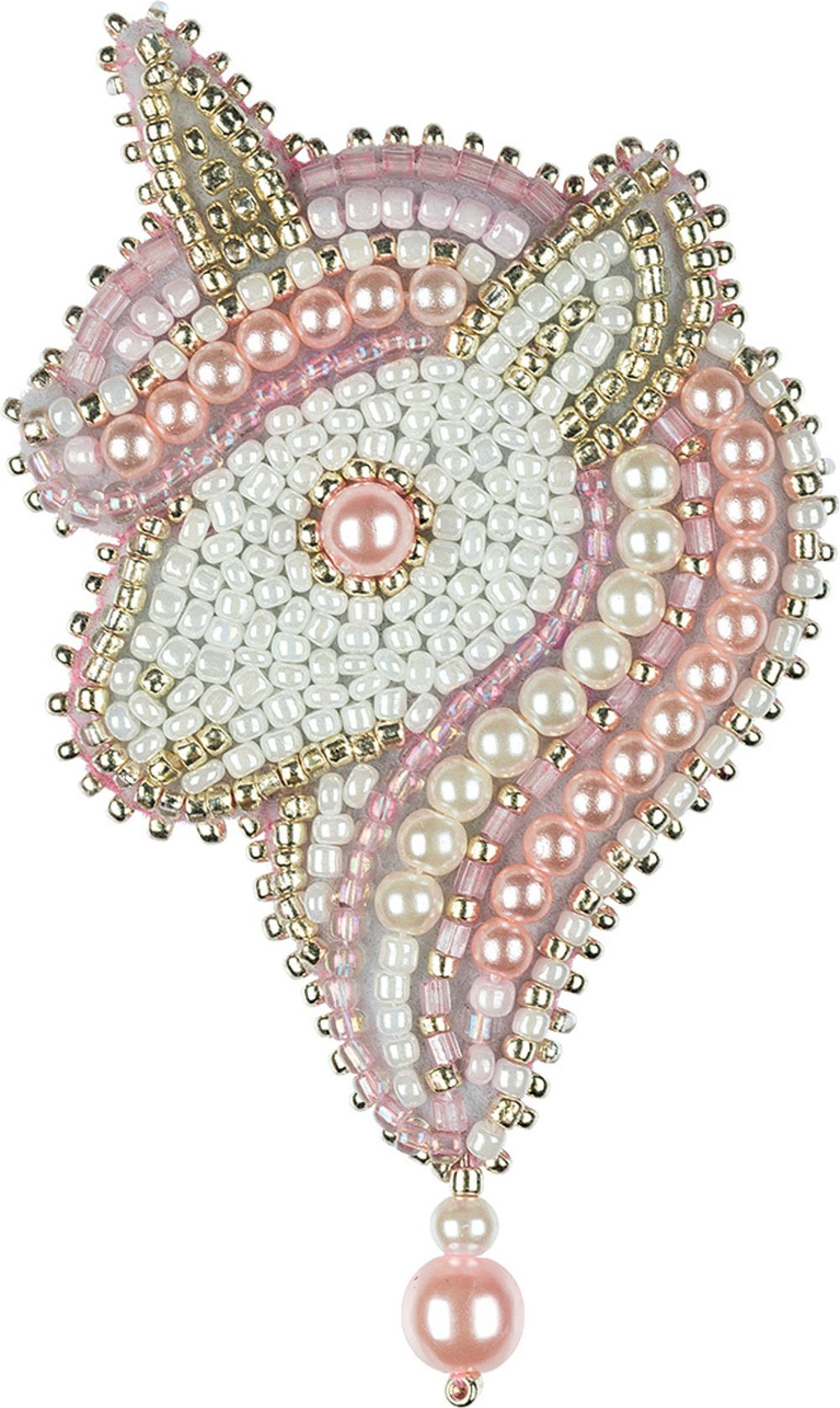 Набор для вышивания бисером Klart, Брошь Розовый единорог, 5х9 см