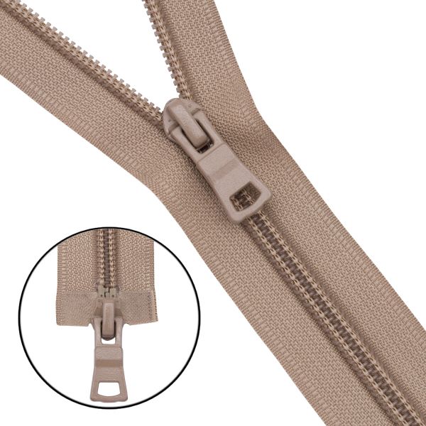 Молния спираль (витая) Т7 (7 мм) 2 зам., разъем., 75 см, 128 бежево-серый, 10 шт