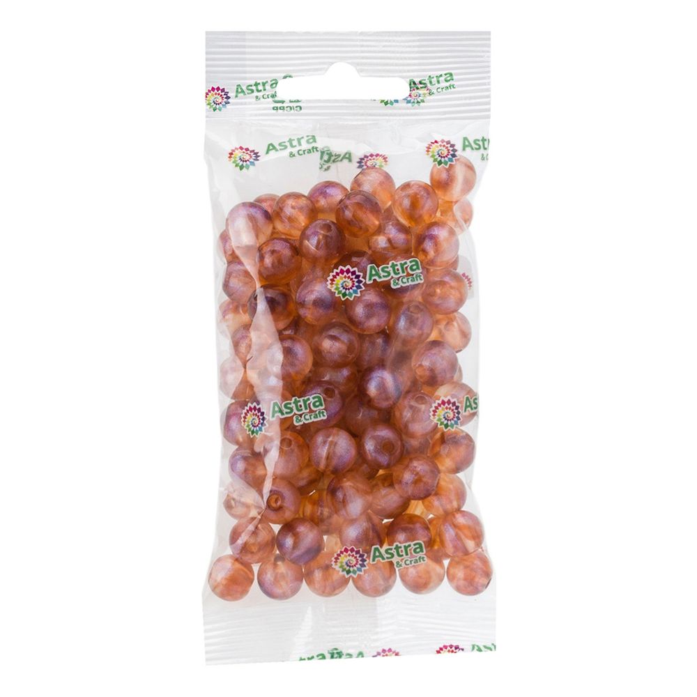 Бусины акрил ⌀10 мм, 50 г (94±10 шт), дымка с АВ шиммером, круглые,  Astra&Craft (AD035 янтарный), 2010