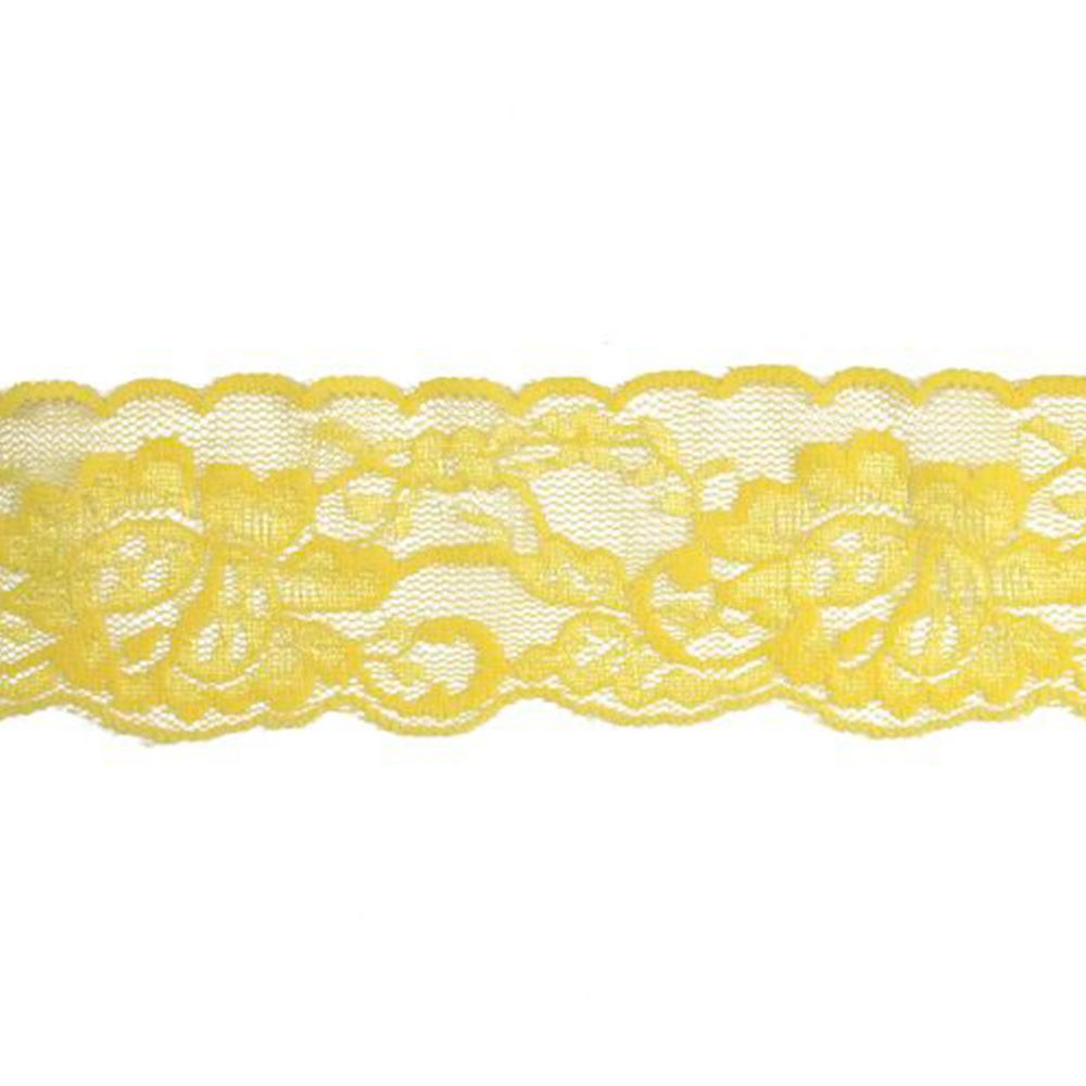 Кружево эластичное (стрейч) 50 мм, JD012-желтый, 20 м