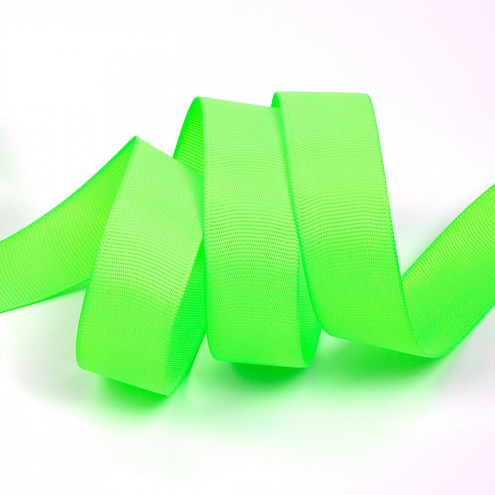 Лента репсовая (в рубчик) 25.0 мм, 544 флуор.салатовый уп.27,4м