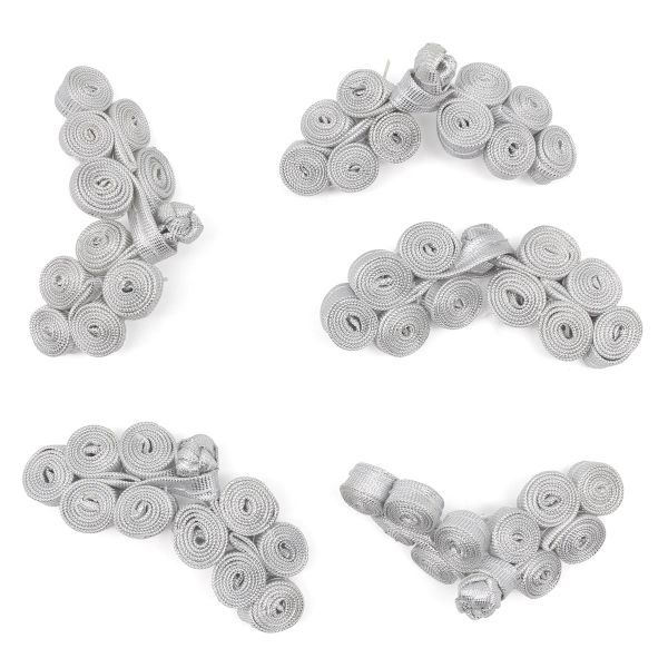 Сутажная застежка, 8 см (серебро), NO.2, 5 шт