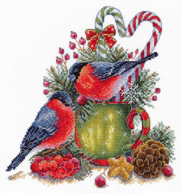 Набор для вышивания нитками МП Студия, Зимние беседы, 19х19 см