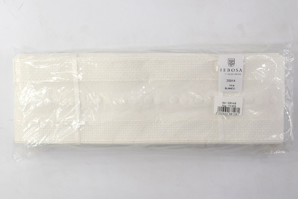 Кружево шитье (вышивка на батисте), прошва, 90 мм, цвет белый, 13,8 м /TOS/