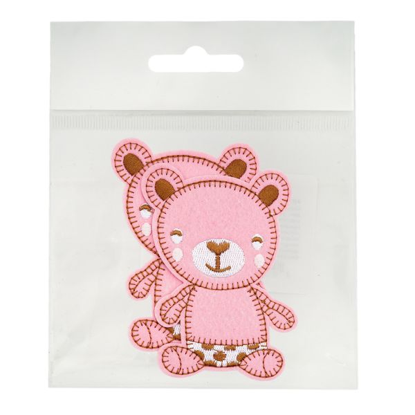 Термоаппликация Мишутка 70х97мм (Pink (розовый)), 2 шт, LA524