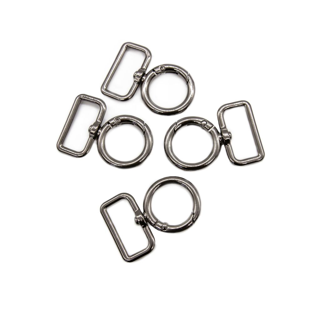 Карабин металл 25.0 мм, черный никель, 4 шт