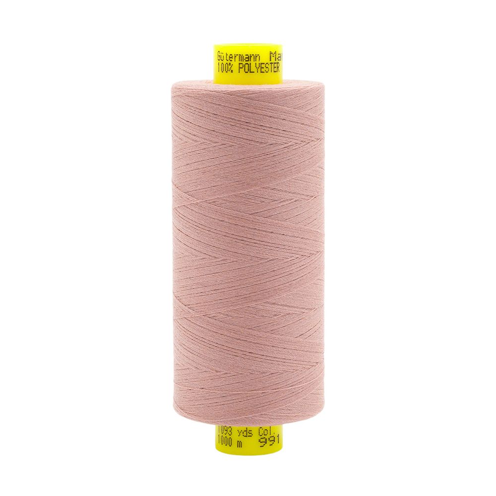 Нитка особо тонкая Gutermann Mara №150 (150/2), 1000 м, 713953, цв. 991 розово-бежевая пудра, 1 катушка