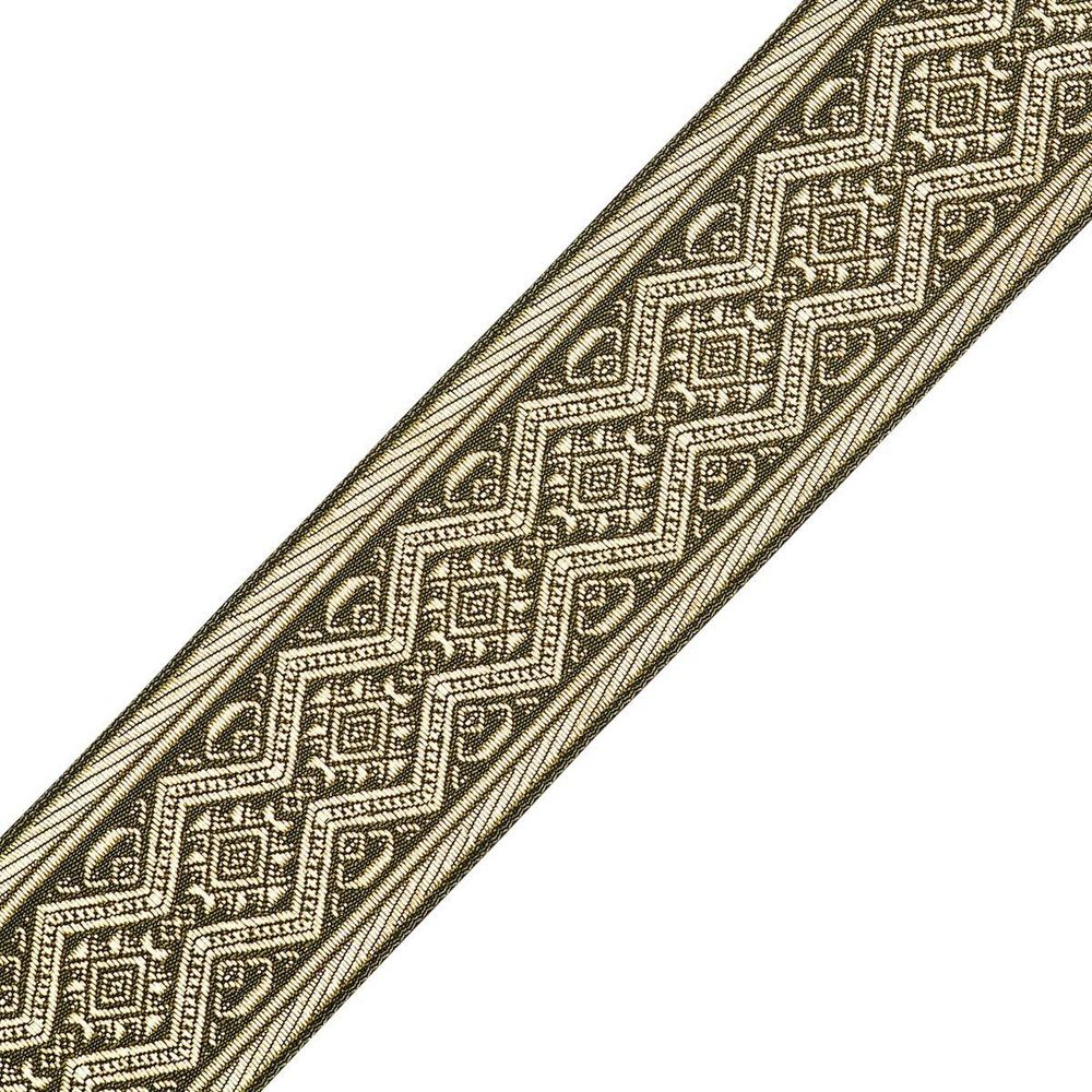 Лента (тесьма) жаккардовая 50.0 мм / 10±0.5 метров, золото, J509