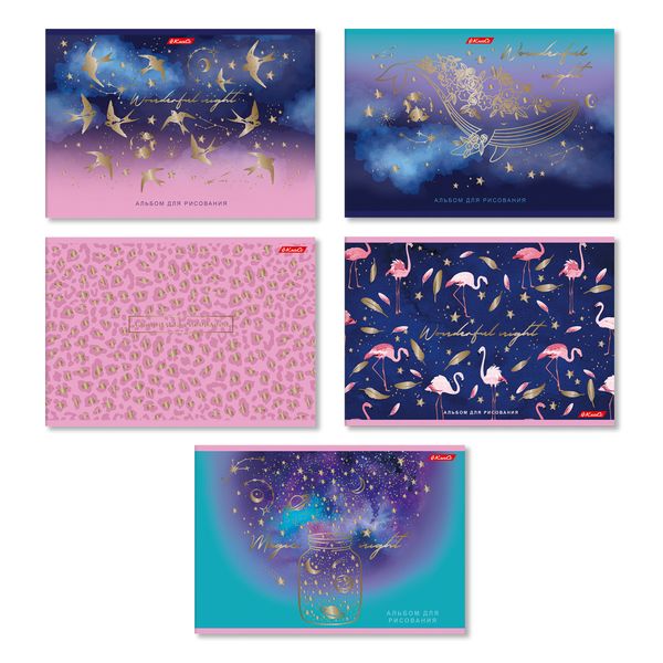 Альбом для рисования, фольга, 100 г/м², A4 29х20.5 см, 40 л. на скобе, 5 шт, 000231 Волшебный сон, Светоч 40АЛСК4_7_3_9