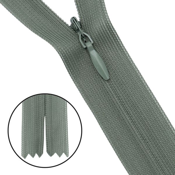 Молния потайная (скрытая) Т3 (3 мм) 1 зам., н/раз., 50 см, нейлон, F324 оливковый, 10 шт