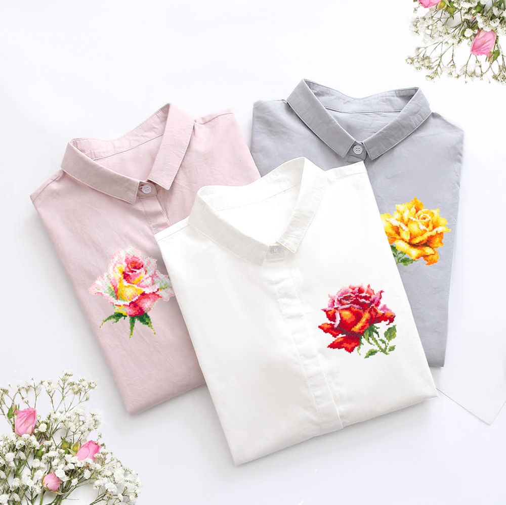 Набор для вышивания нитками Чудесная игла, Красная роза 11х11 см