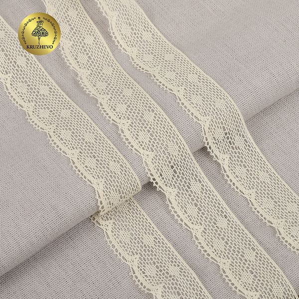 Кружево вязаное (тесьма) 25 мм / 10 метров, D1001, тонкая нить, цв.02 молочный, Kruzhevo