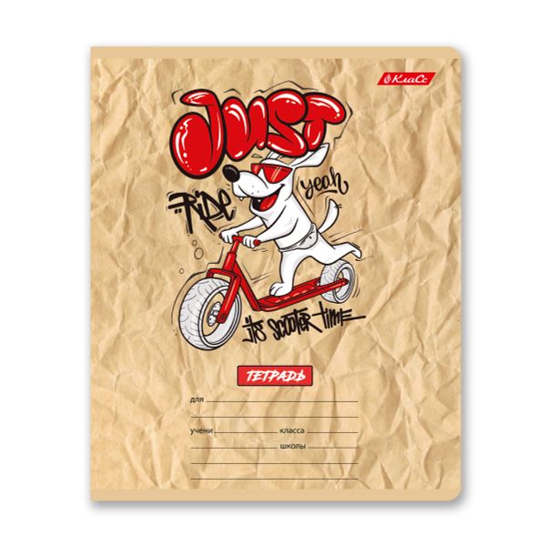 Тетрадь ученическая школьная, выборочный лак, A5+ 12 л. на скобе 65 г/м², белизна 100%, 25 шт, клетка, 000702 Весёлый Райдер, Светоч 12ТЕТк-003